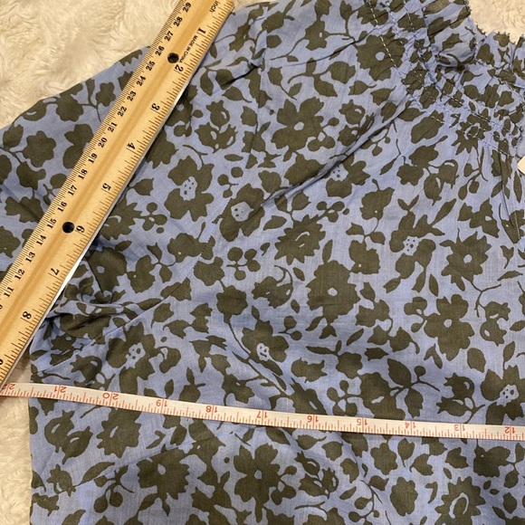 Talbots blue with green floral print cotton blouse with long sleeves size Large - Picture 10 of 11